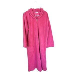 Secret Treasures Womens Pink Robe 2X Zip Up Pockets Full Length Maxi Barbie